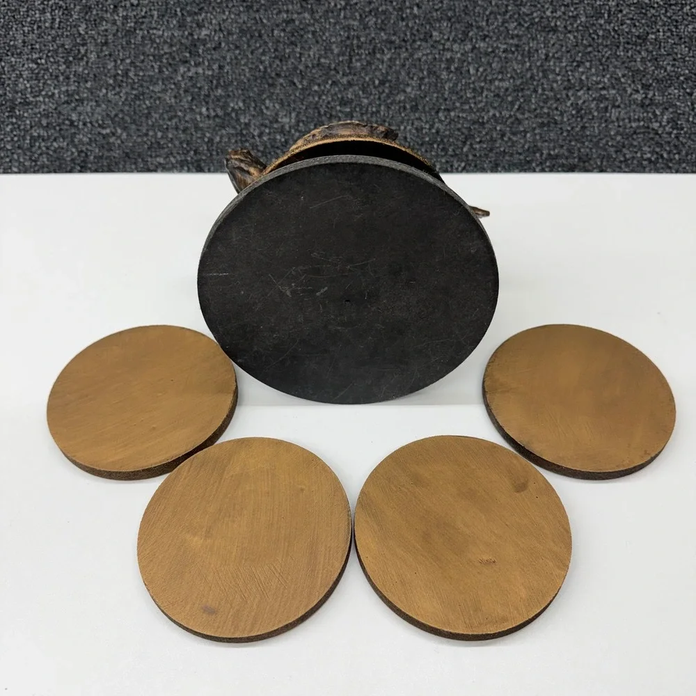 Sea Turtle Coaster Set with Holder Bronze Tone Nautical Coastal Decor 5pc Set